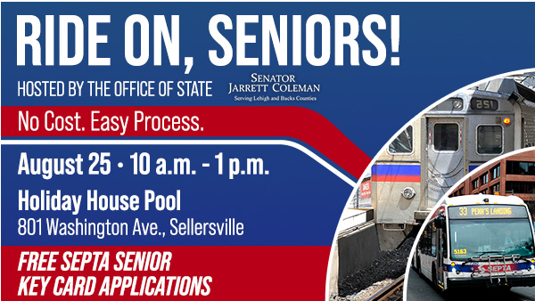 Ride On, Seniors! Holiday House Pool SEPTA Card Pop Up Office