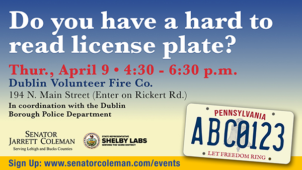 Bucks County License Plate Replacement Event