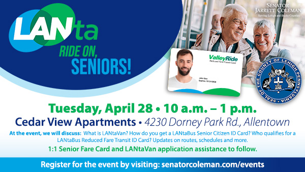 Ride on Seniors! LANTA and Cedar View Apartments Seminar and Pop-Up Office